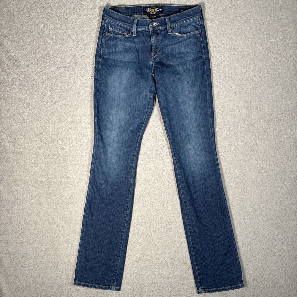 Lucky Brand Jeans Women’s Size‎ 6/28 Sofia Straight Blue Denim Whiskers Fade